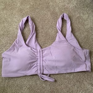 Purple ruched bikini top